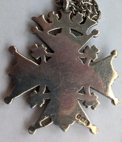 Antique Silver Maltese Star Pendant On 24" 925 Silver Chain Dated 1912 - Image 3