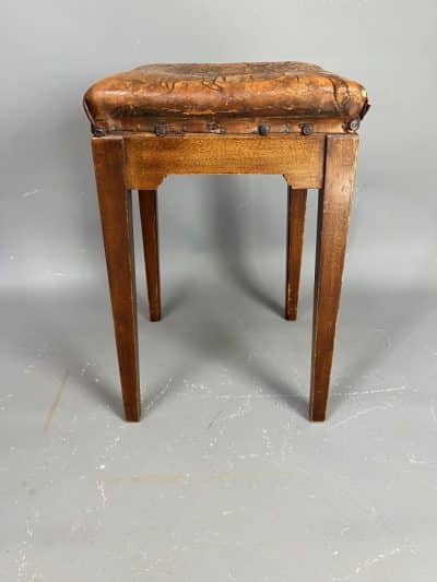 Early 20th Century Leather Stool