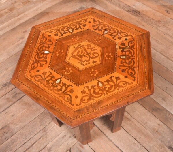 Hexagonal Inlaid Islamic Table SAI2064 - Image 2