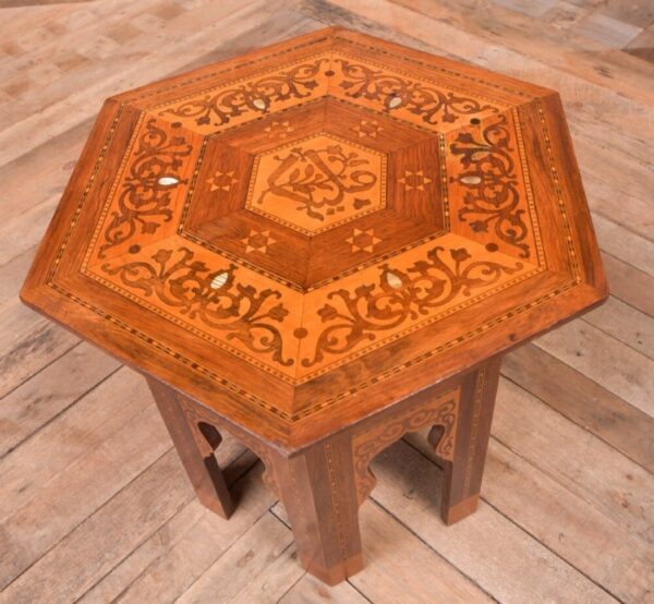 Hexagonal Inlaid Islamic Table SAI2064 - Image 6