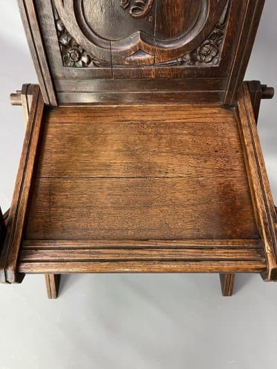 Glastonbury Carved Oak Armchair c1880 - Image 2