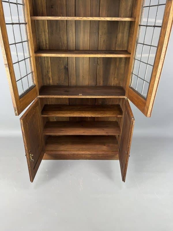 Arts & Crafts Oak Glazed Motto Bookcase c1900 - Image 3
