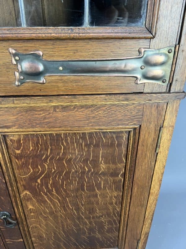 Arts & Crafts Oak Glazed Motto Bookcase c1900 - Image 8