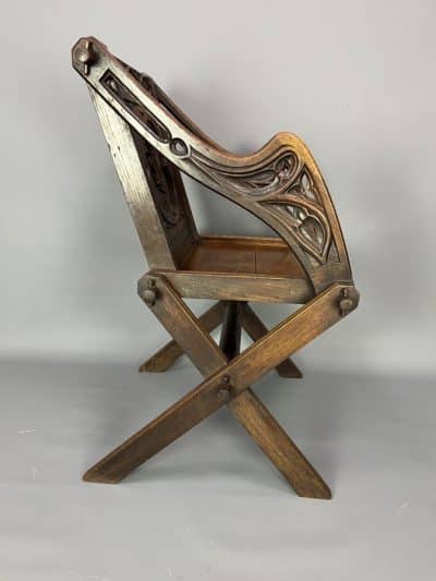 Glastonbury Carved Oak Armchair c1880 - Image 5