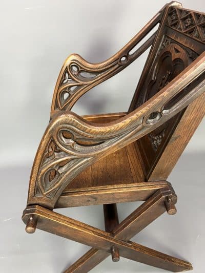 Glastonbury Carved Oak Armchair c1880 - Image 6