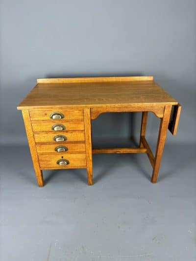 1930s Single Pedestal Solid Oak Desk