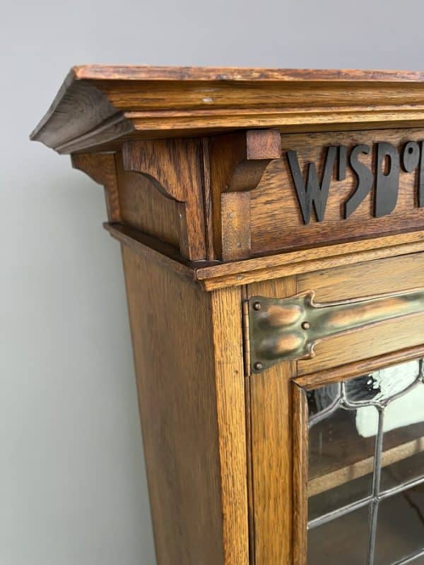 Arts & Crafts Oak Glazed Motto Bookcase c1900 - Image 2