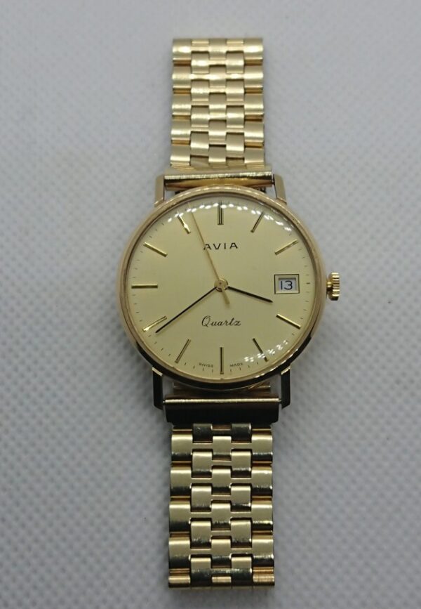 Gent's Avia 9ct Gold Cased Quartz Wristwatch