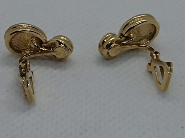 Vintage Black Opal and Diamante Clip on Earrings - Image 4