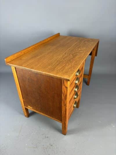 1930s Single Pedestal Solid Oak Desk - Image 8