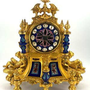 Stunning Rare Blue Sevres Porcelain Ormolu Bronze Mantel Clock – ca 1850