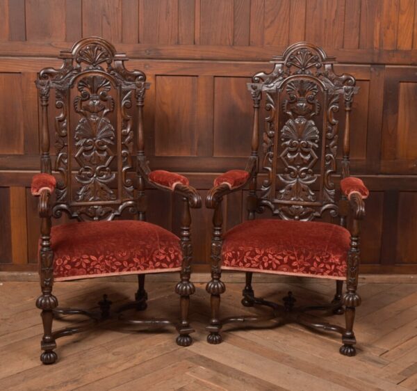 Pair Of Victorian Oak Arm Chairs SAI2714