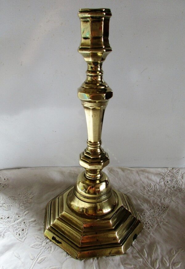 Antique English Georgian Brass Candlestick - Image 2