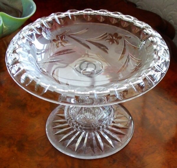 Antique English Victorian Cut Glass Tazza - Image 4