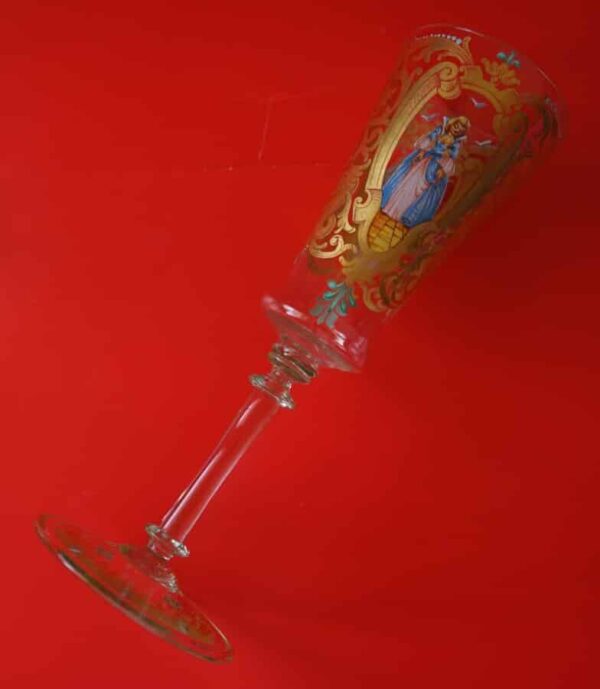 Rare Vintage Pair of 2 Hand Painted Venetian Murano Champagne Flutes - Image 3