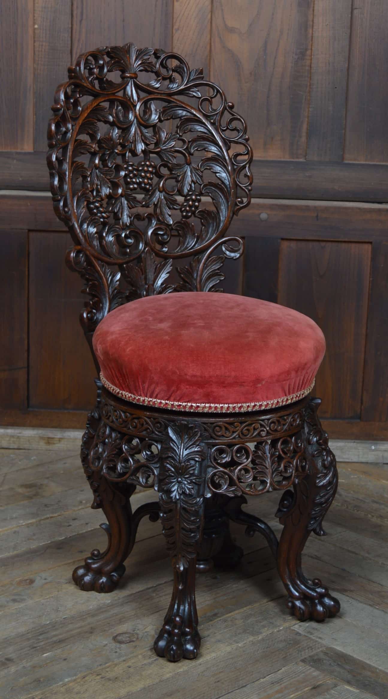 Burmese Padouk Harpist Chair SAI3485 Burmese Antique Chairs