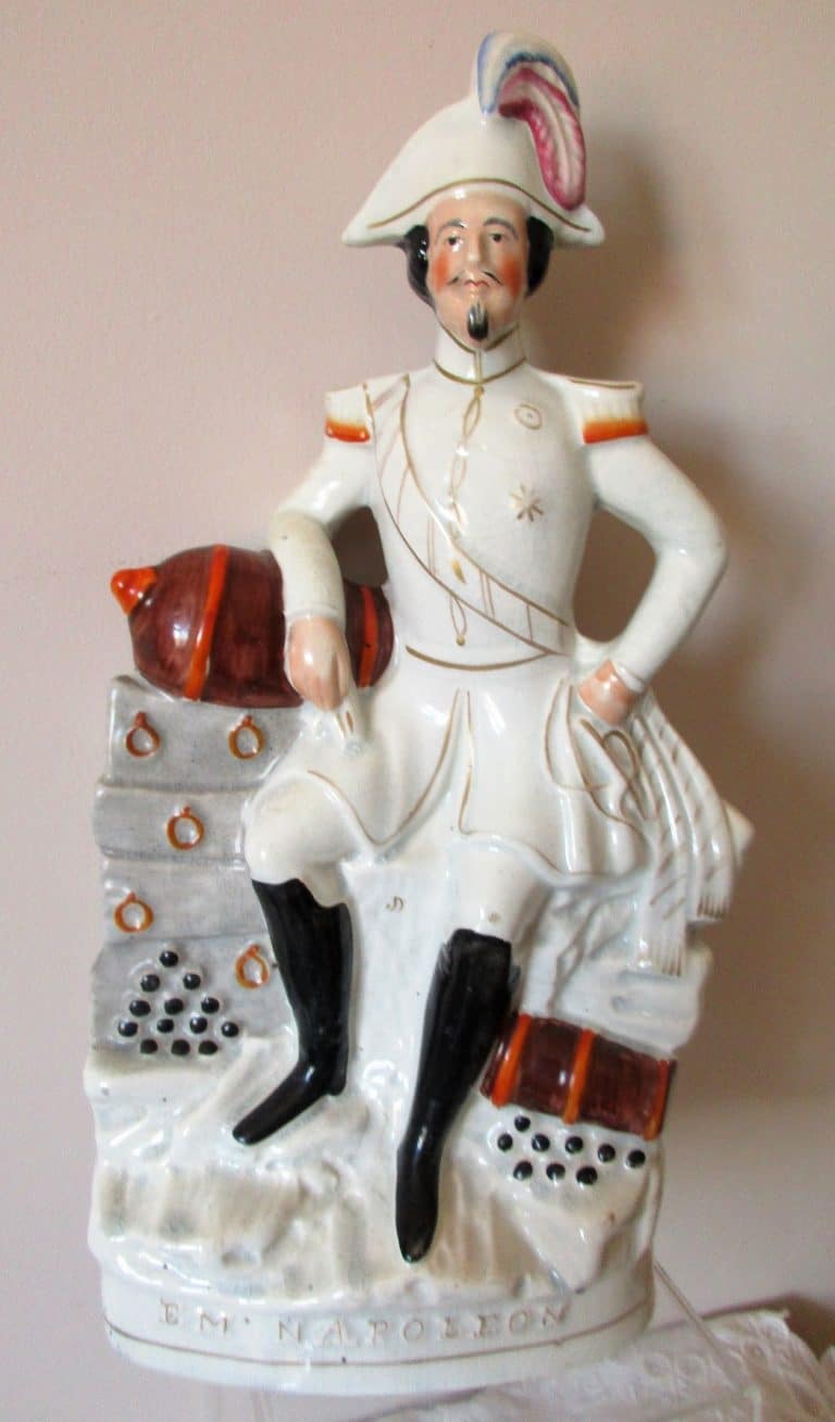 Antique English Victorian Staffordshire Pottery Royal Portrait Figure ~ “Napoleon III” ~ P C96 ~ H 734 Antique Antique Ceramics Emperor Napoleon H 734