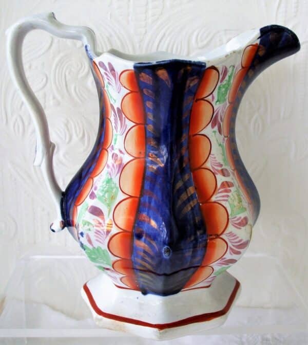 Antique Victorian Gaudy Welsh "Glamorgan" Pattern Pottery Jug - Image 3