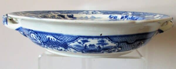 Antique English Georgian Blue and White Transfer Hot-Water Plate ~ "Gothic Castle" ~ Spode - Image 2
