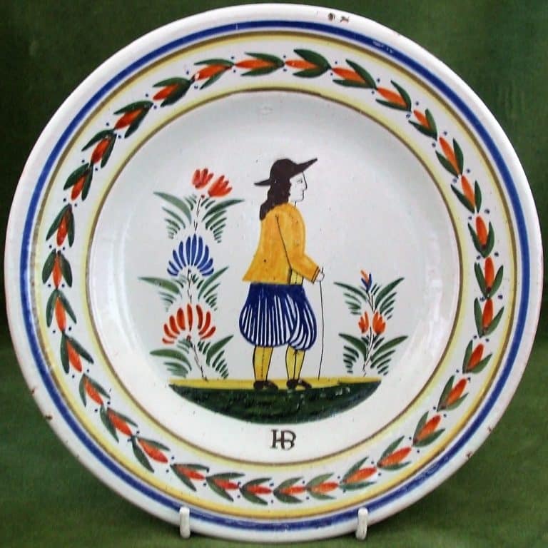 Antique “HB” Quimper French Faience Plate dish Antique Ceramics HB Plate