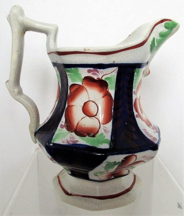 Antique Victorian Gaudy Welsh "Llangollen" Pattern Pottery Jug - Image 3