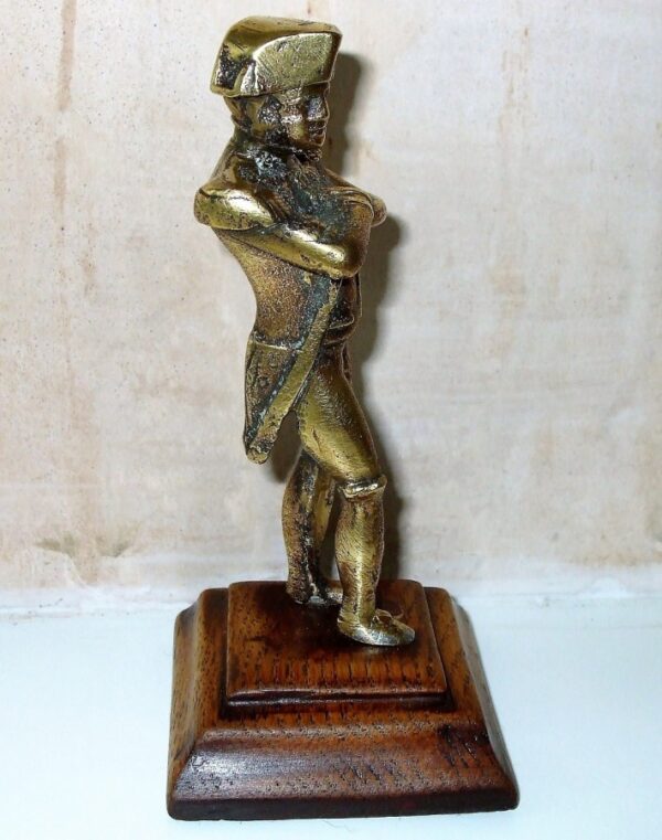 Antique English Georgian Oak Mounted Brass Maquette of the Emperor Napoleon I - Image 4