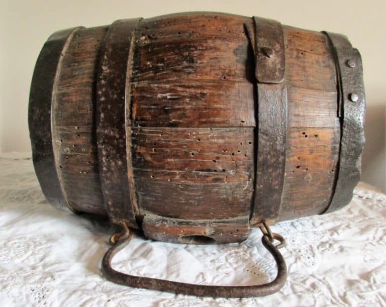 Antique English Victorian Iron Bound Coopered Oak Cider Costrel Antique Antique Boxes Oak Costrel