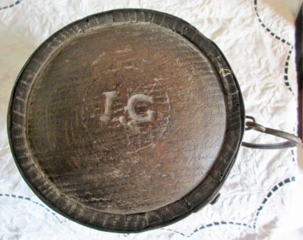 Antique English Victorian Iron Bound Coopered Oak Cider Costrel - Image 3