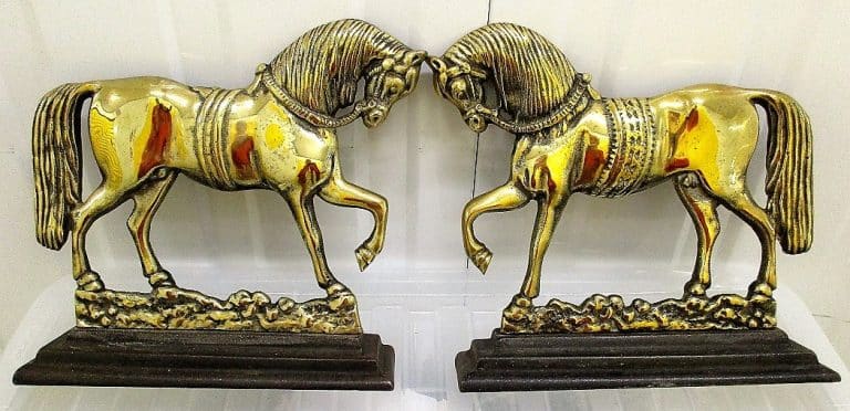 Pair Brass Chimney Horses