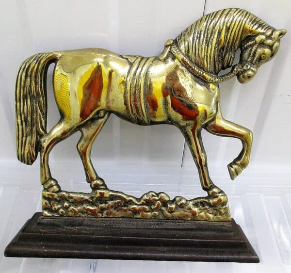 Pair of Antique English Georgian Brass Chimney Horses - Image 3