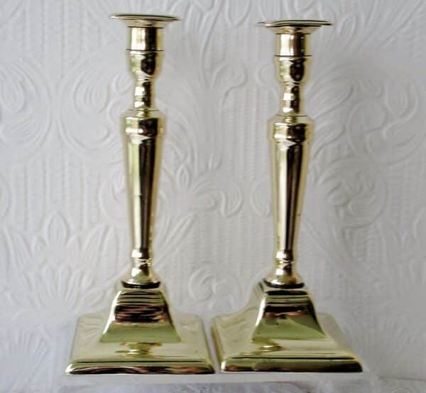 Pair of Antique English Georgian Brass Candlesticks - Image 4