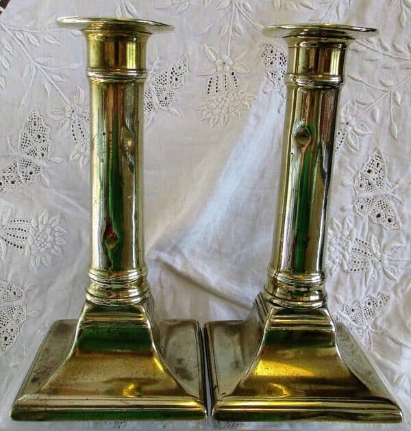 Pair of Antique English Georgian Brass Candlesticks - Image 4