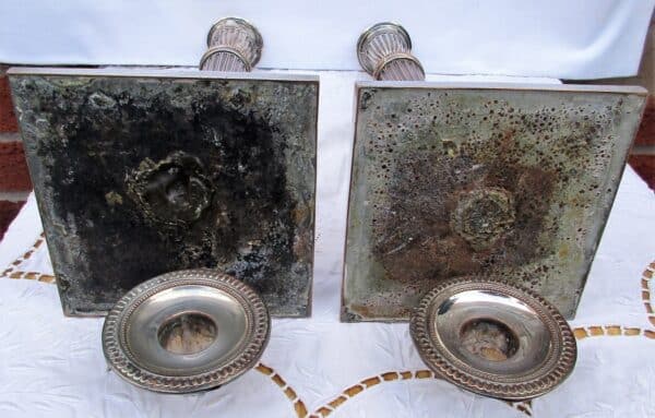 Pair of Antique English Georgian Old Sheffield Plate Candlesticks - Image 4