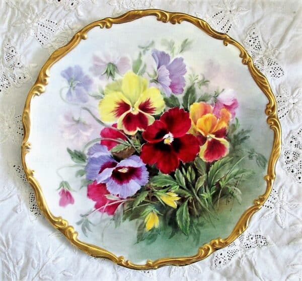 Pair of Royal Doulton English Porcelain Cabinet Plates ~ "Pansies" ~ Reginald Johnson - Image 5