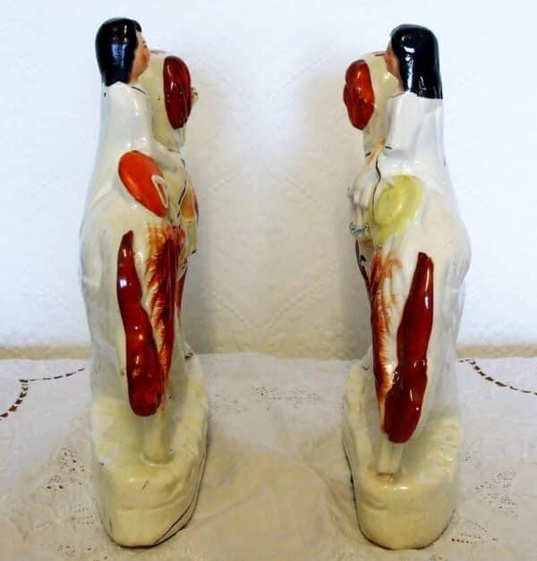 Pair of Antique English Victorian Staffordshire Pottery Figure Groups ~ "Children on Setters" ~ H 2235 / H 2236 - Image 2