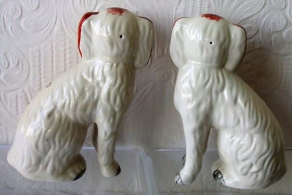 Pair of Antique English Victorian Staffordshire Pottery "Comforter" Spaniels - Image 3