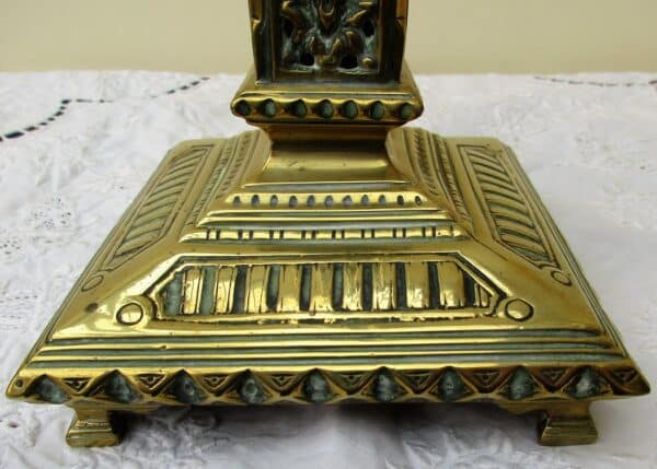Pair of Antique French "Belle Époque" Cast Brass Candlesticks - Image 8
