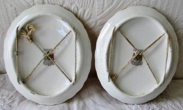 Pair of Vintage Paragon English Porcelain "Roses" Plaques signed F. Wright - Image 2