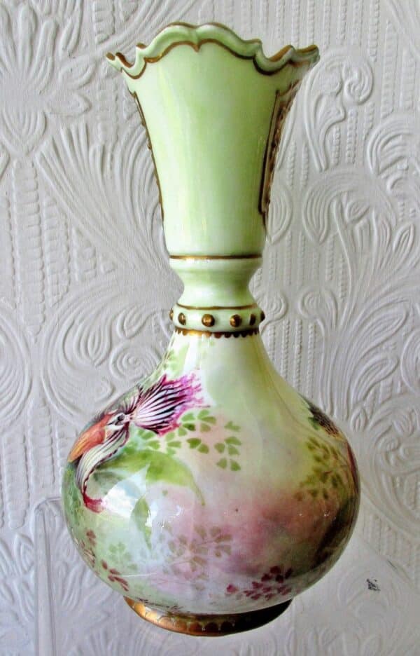 Pair of English Studio Pottery Hand-Painted and Gilded "Persian" Porcelain Vases ~ "Roses and Orchids" ~ Reginald Johnson - Image 4