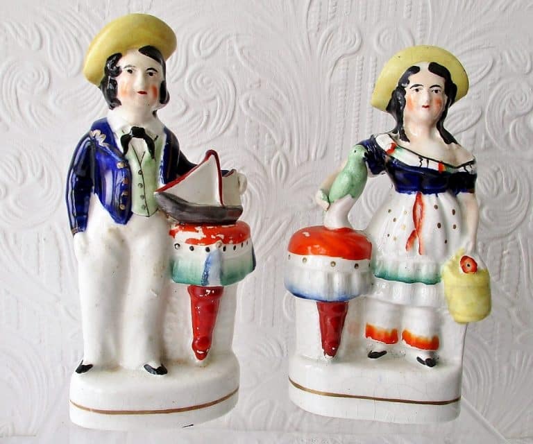 Pair of Antique English Victorian Staffordshire Pottery Royal Portrait Figures ~ Prince of Wales and the Princess Royal ~ P A135 / A136 ~ H 565a / H 566a Antique Antique Ceramics Prince of Wales and Princess Royal H 565a H 566a