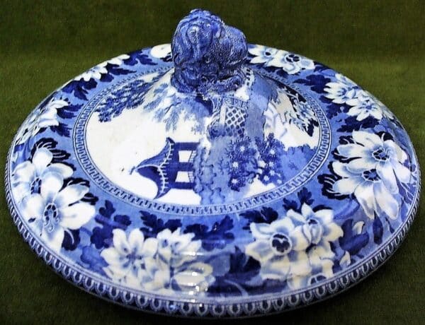 Antique English Georgian Blue and White Transfer Tureen and Cover ~ "Elephant" ~John Rogers and Son - Image 3