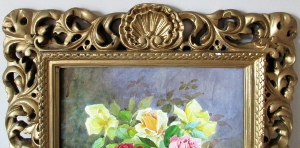 Roses in Gesso Frame ~ Watercolour ~ Reginald Johnson - Image 2