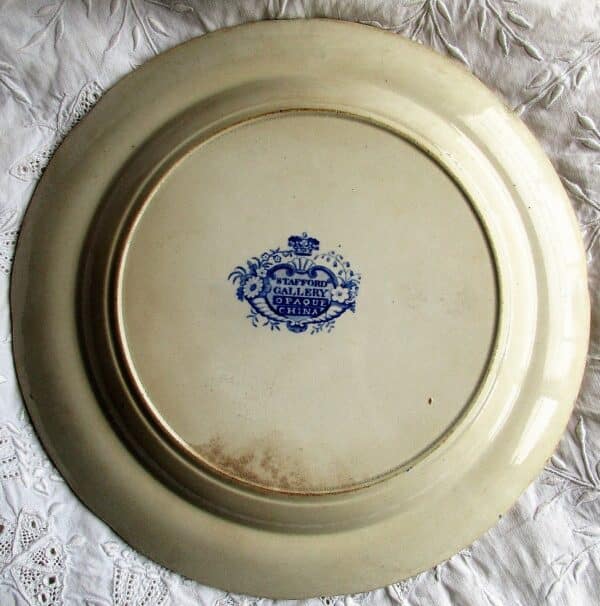 Antique English Victorian Blue and White Transfer Plate ~ " The Trio"  ~ Stafford Gallery - Image 2