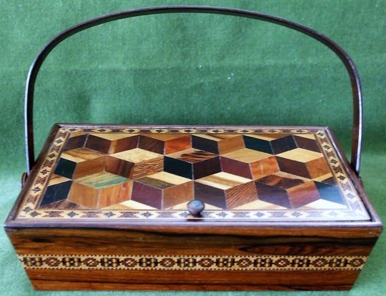 Antique English Victorian Tunbridge Ware Ladies Needlework Casket Antique Antique Boxes Tunbridge Ware Needlework Casket