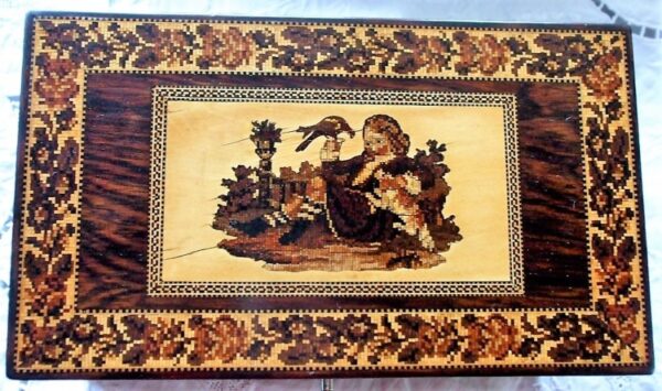 Antique English Victorian Tunbridge Ware Tea Caddy ~ Henry Hollamby - Image 3