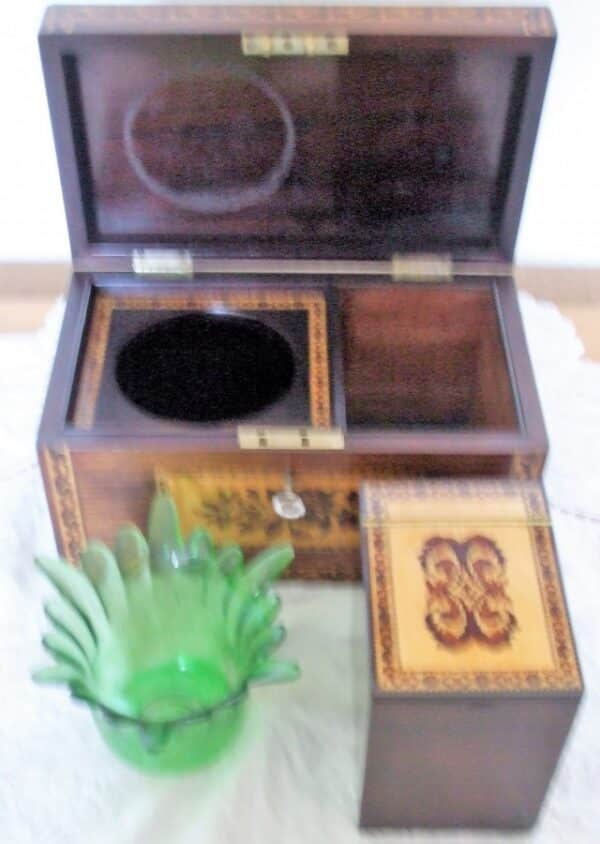 Antique English Victorian Tunbridge Ware Tea Caddy ~ Henry Hollamby - Image 12