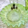 Antique English Victorian Green Vaseline Glass Epergne - Image 4