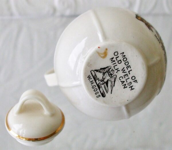 Antique English W.H. Goss Porcelain ~ Welsh Milk Can and Lid ~ A.C.C. No. 287 ~ Duke of Norfolk - Image 5
