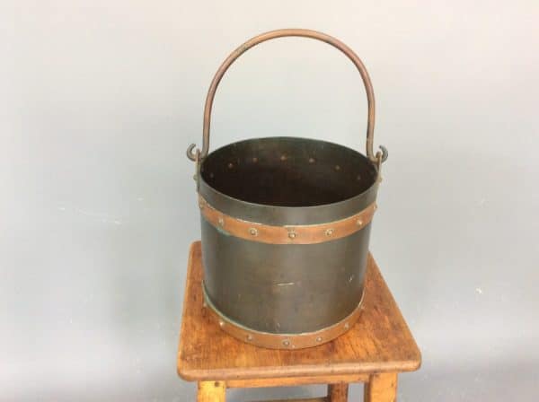Arts & Crafts Heavy Copper Riveted Bucket