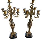 Antique a Pair Baroque Bronze Candelstick Antique Furniture
